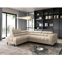 ECKSOFA FERUCCE in Chenille Beige  200/276 cm  - Beige/Schwarz, Design, Textil/Metall (200/276cm) - MID.YOU