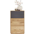SCHUHSCHRANK Eiche massiv Anthrazit, Eichefarben  - Eichefarben/Anthrazit, Design, Glas/Holz (60/105/38cm) - Waldwelt