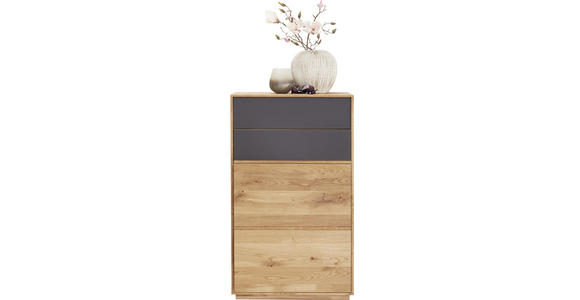 SCHUHSCHRANK Eiche massiv Anthrazit, Eichefarben - Eichefarben/Anthrazit, Design, Glas/Holz (60/105/38cm) - Waldwelt