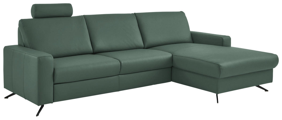 ECKSOFA in Echtleder Opal  267/165 cm  - Opal/Schwarz, Design, Leder/Metall (267/165cm) - Beldomo Premium