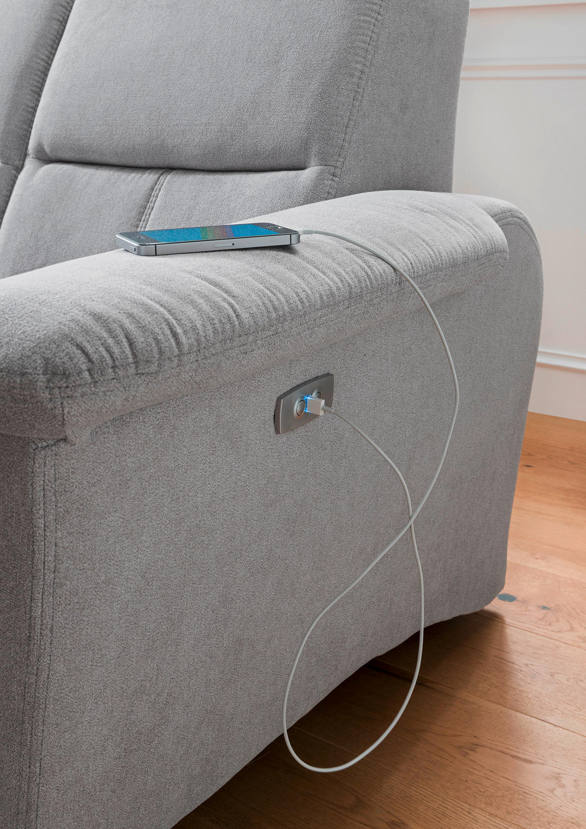 ECKSOFA Dunkelgrau Struktur  - Wildeiche/Dunkelgrau, KONVENTIONELL, Holz/Textil (238/241cm) - Livetastic