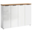 SCHUHSCHRANK 160,4/115/34 cm - Eichefarben/Alufarben, Design, Holzwerkstoff/Kunststoff (160,4/115/34cm) - Xora