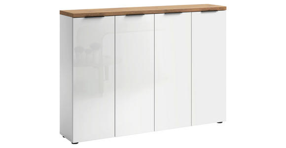 SCHUHSCHRANK 160,4/115/34 cm - Eichefarben/Alufarben, Design, Holzwerkstoff/Kunststoff (160,4/115/34cm) - Xora