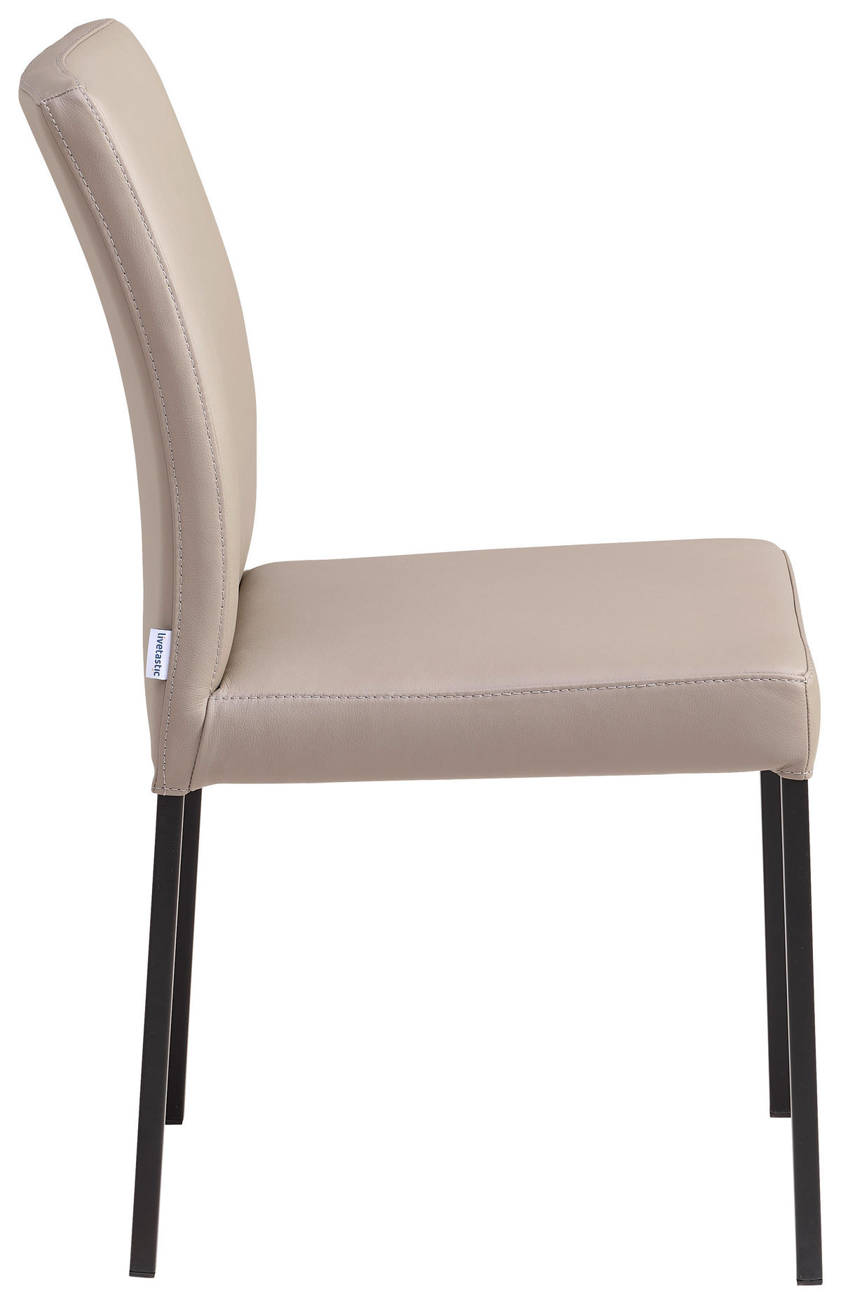 STUHL Echtleder Taupe  - Taupe/Schwarz, MODERN, Leder/Metall (45,5/86/57,5cm) - Livetastic