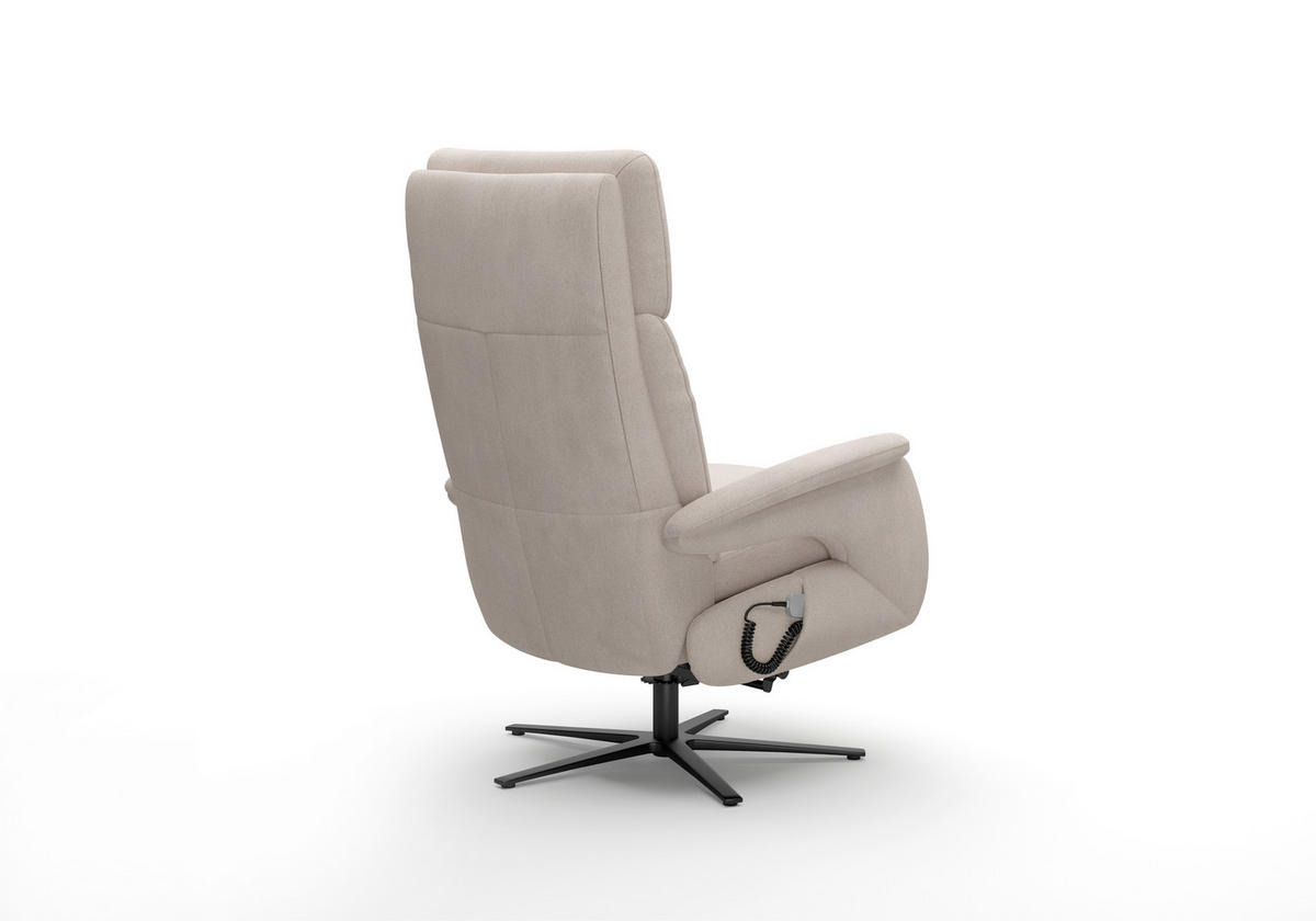 RELAXSESSEL TV TRIPLE SEVEN XTRA LARGE L3 Flachgewebe Kopfteilverstellung, Fußteilverstellung, Rücken echt    - Greige/Schwarz, Basics, Textil/Metall (86/115/86cm) - Sit & More