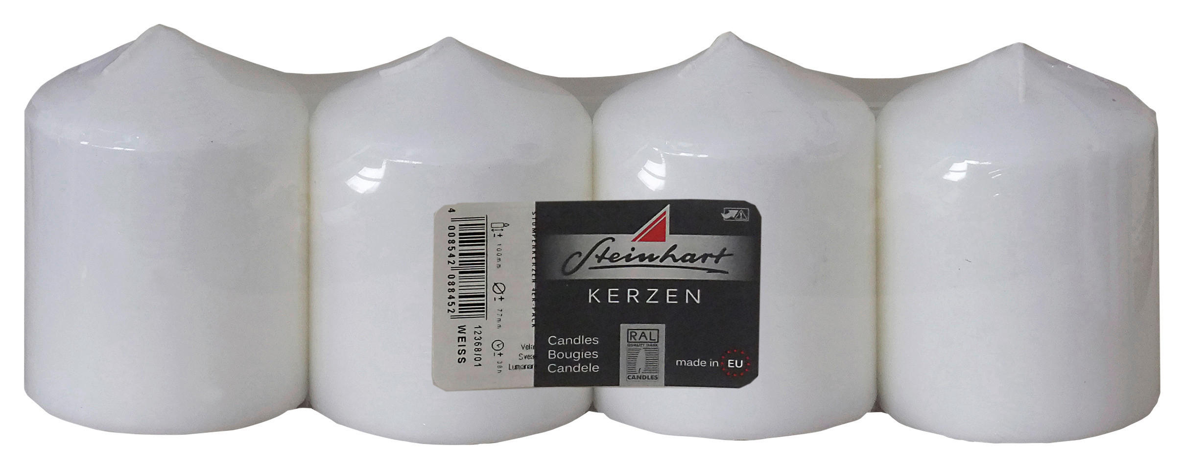 STUMPENKERZE 7,7/10 cm  - Weiß, KONVENTIONELL (7,7/10cm)