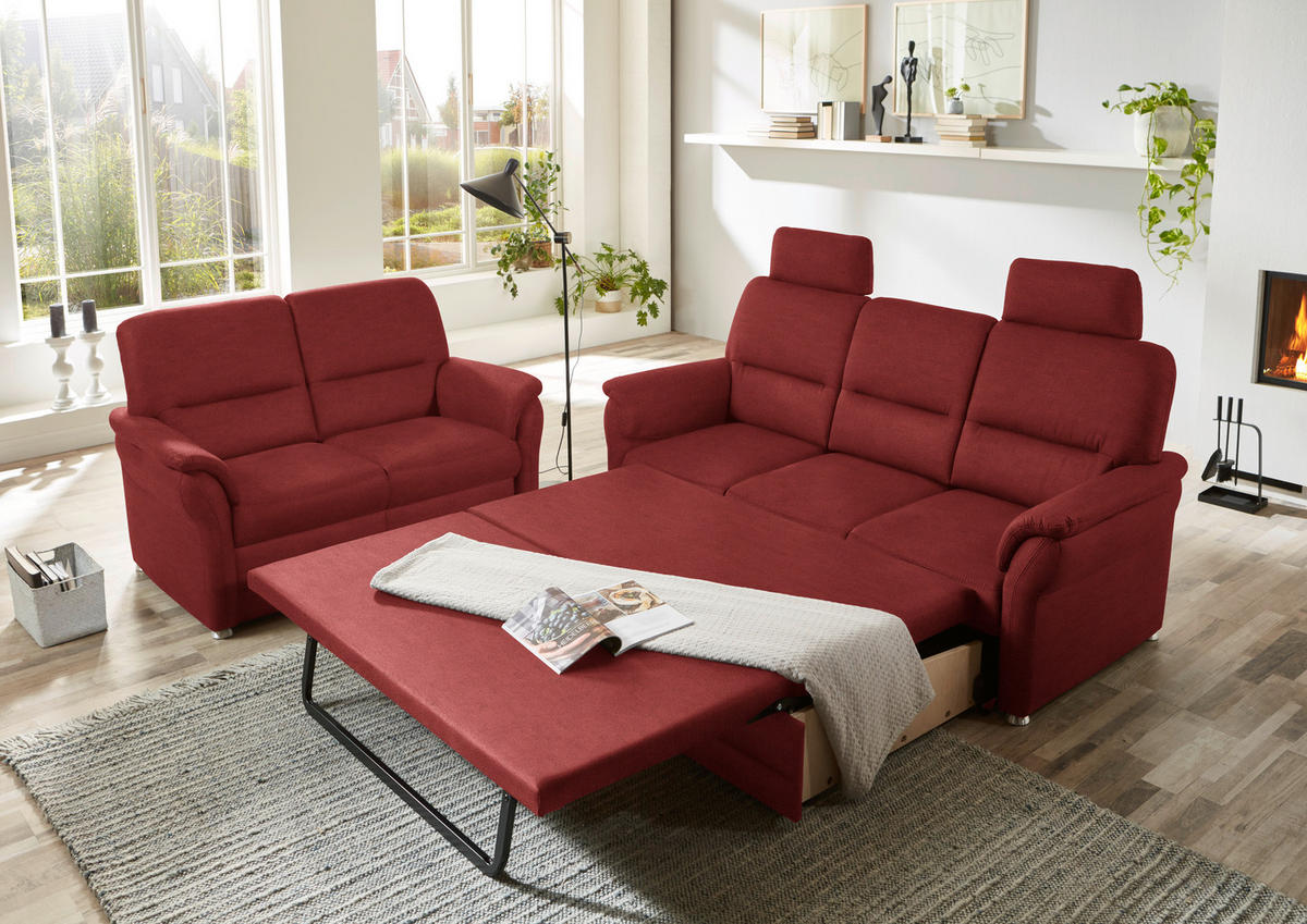 SITZGARNITUR Mikrofaser Rotbraun  - Rotbraun/Alufarben, KONVENTIONELL, Textil/Metall (192/96/89cm) - Beldomo Comfort