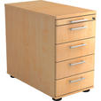 ANSTELLCONTAINER 42,8/72-76/80 cm  - Ahornfarben/Alufarben, KONVENTIONELL, Holzwerkstoff/Kunststoff (42,8/72-76/80cm) - Venda