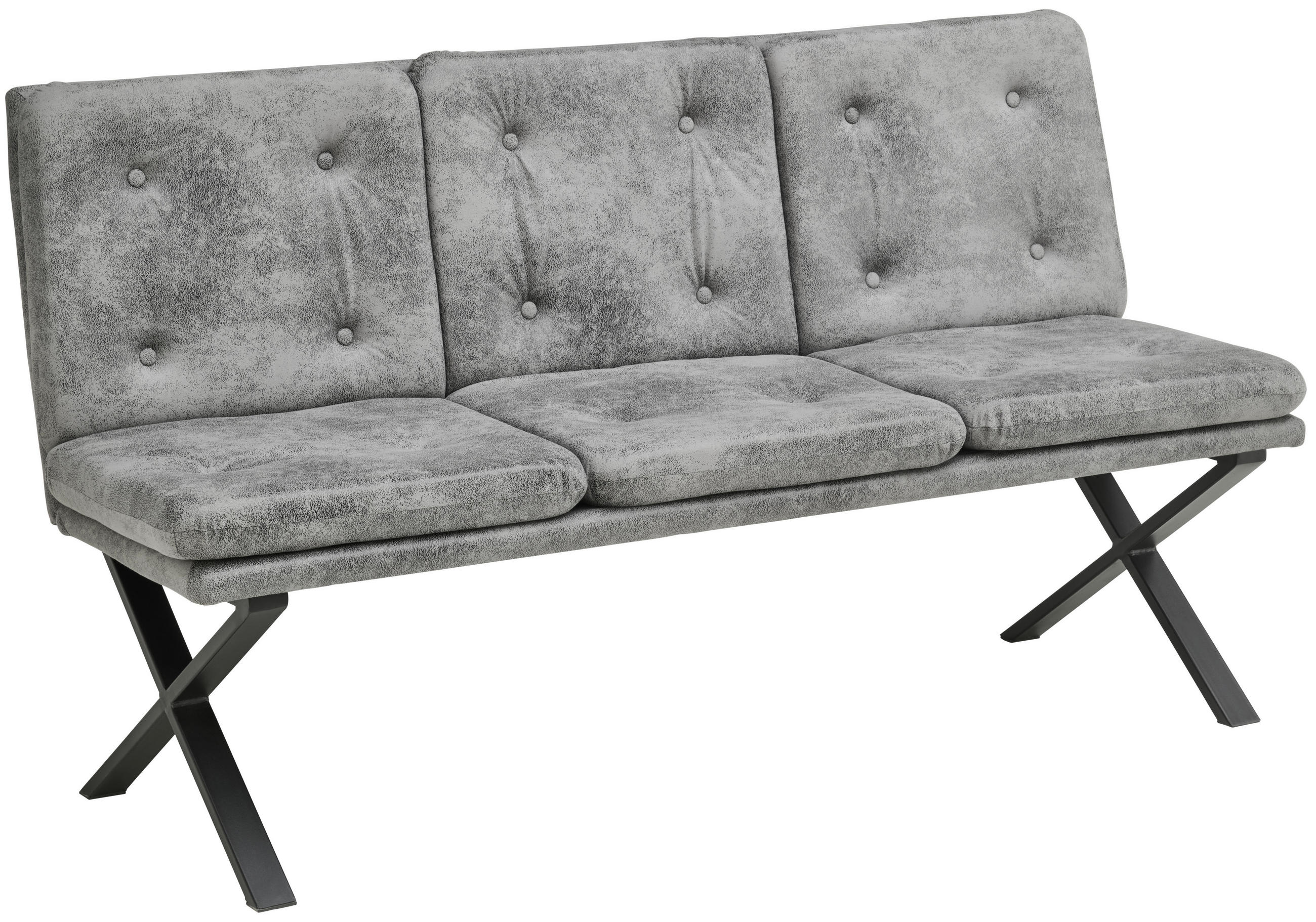 SITZBANK in Metall, Textil Grau  - Schwarz/Grau, LIFESTYLE, Textil/Metall (160/90/41cm) - MID.YOU