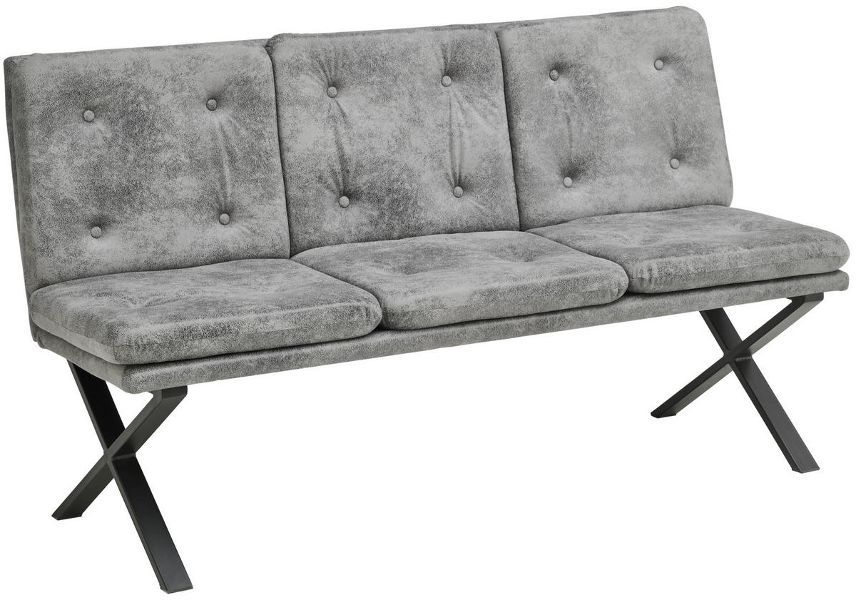 SITZBANK in Metall, Textil Grau  - Schwarz/Grau, LIFESTYLE, Textil/Metall (160/90/41cm) - MID.YOU