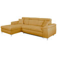 ECKSOFA Senfgelb Flachgewebe  - Chromfarben/Senfgelb, KONVENTIONELL, Textil/Metall (175/268cm) - Carryhome