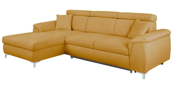 ECKSOFA Senfgelb Flachgewebe  - Chromfarben/Senfgelb, KONVENTIONELL, Textil/Metall (175/268cm) - Carryhome