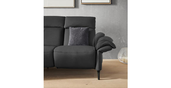 TRAPEZSOFA in Mikrofaser Dunkelgrau - Dunkelgrau/Schwarz, KONVENTIONELL, Textil/Metall (221/103/95cm) - Dieter Knoll