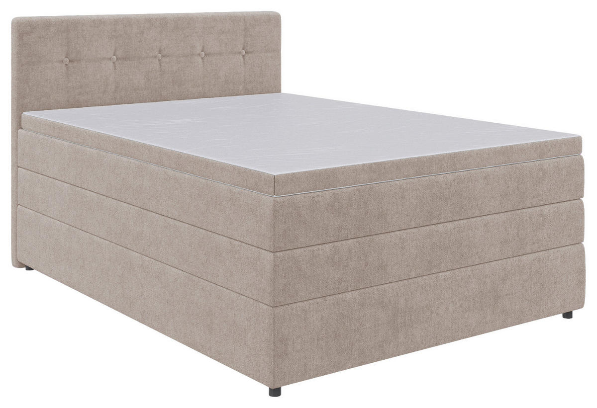 BOXSPRINGBETT 140/200 cm  in Beige  - Beige/Schwarz, Konventionell, Kunststoff/Textil (140/200cm) - Carryhome
