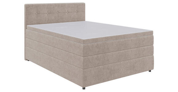 BOXSPRINGBETT 140/200 cm  in Beige  - Beige/Schwarz, KONVENTIONELL, Kunststoff/Textil (140/200cm) - Carryhome