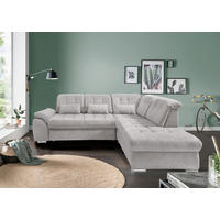 ECKSOFA Flachgewebe Grau  - Chromfarben/Grau, Modern, Textil/Metall (308/254cm) - Livetastic