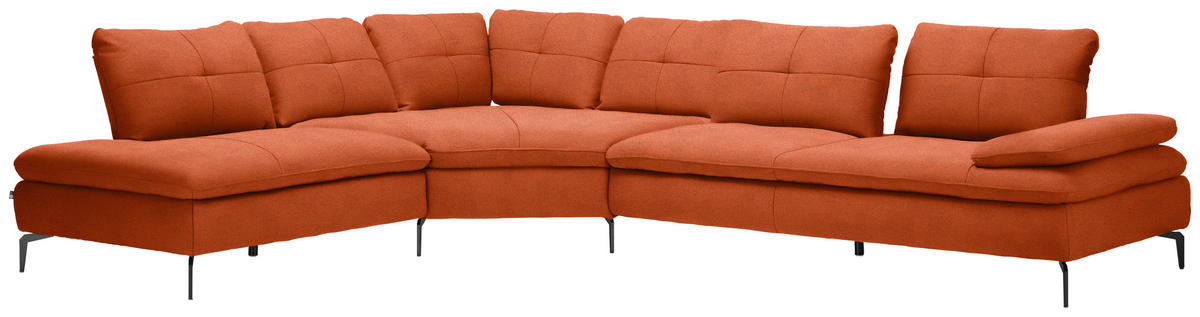 ECKSOFA in Flachgewebe Terracotta  - Terracotta/Schwarz, Design, Textil/Metall (271/344cm) - Chilliano