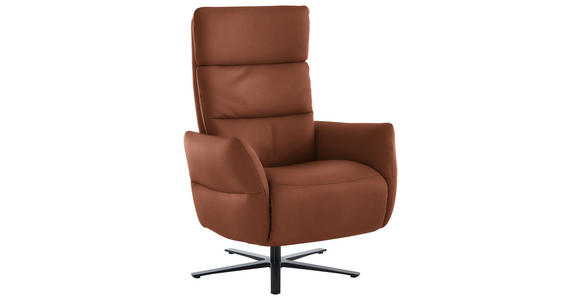 RELAXSESSEL in Leder Cognac  - Cognac/Schwarz, Design, Leder/Metall (82/119/85cm) - Dieter Knoll