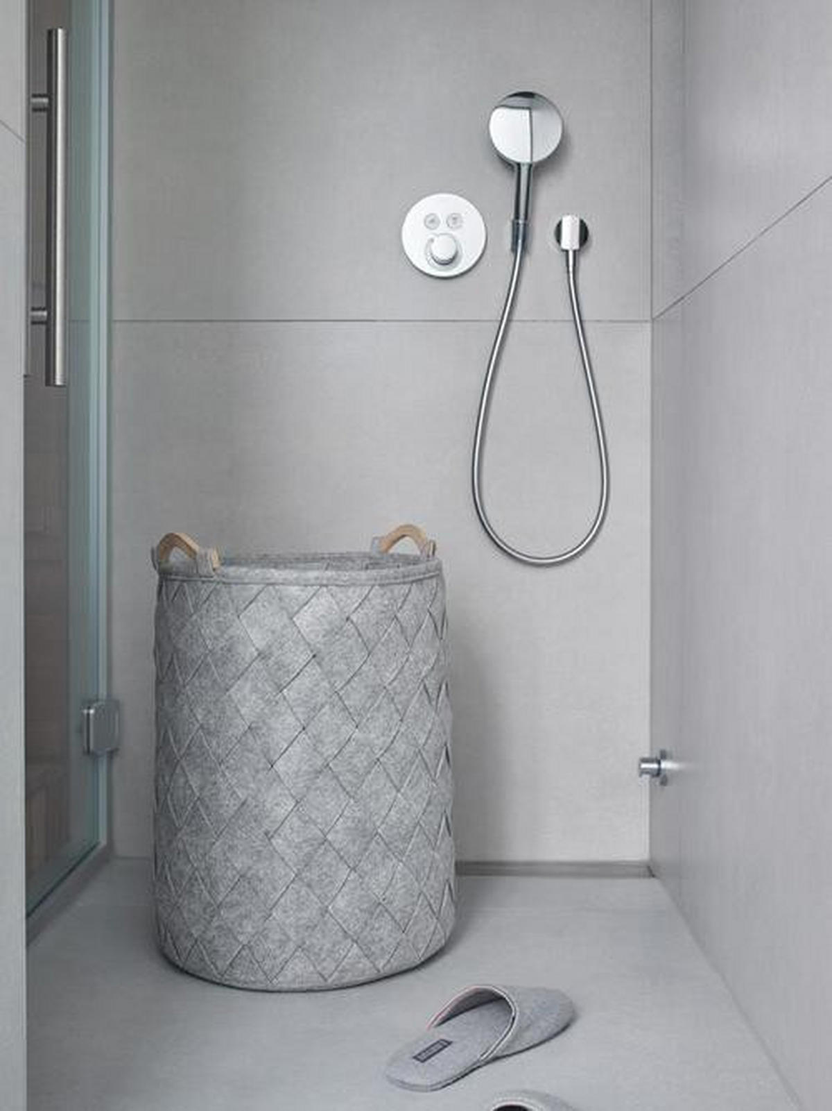 WÄSCHEKORB - Hellgrau, Basics, Holz/Textil (40/60cm) - Aquanova