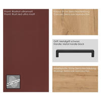 KÜCHENBLOCK 240 cm   in Eichefarben, Dunkelrot  - Eichefarben/Schwarz, MODERN, Holzwerkstoff/Metall (240cm) - Nobilia