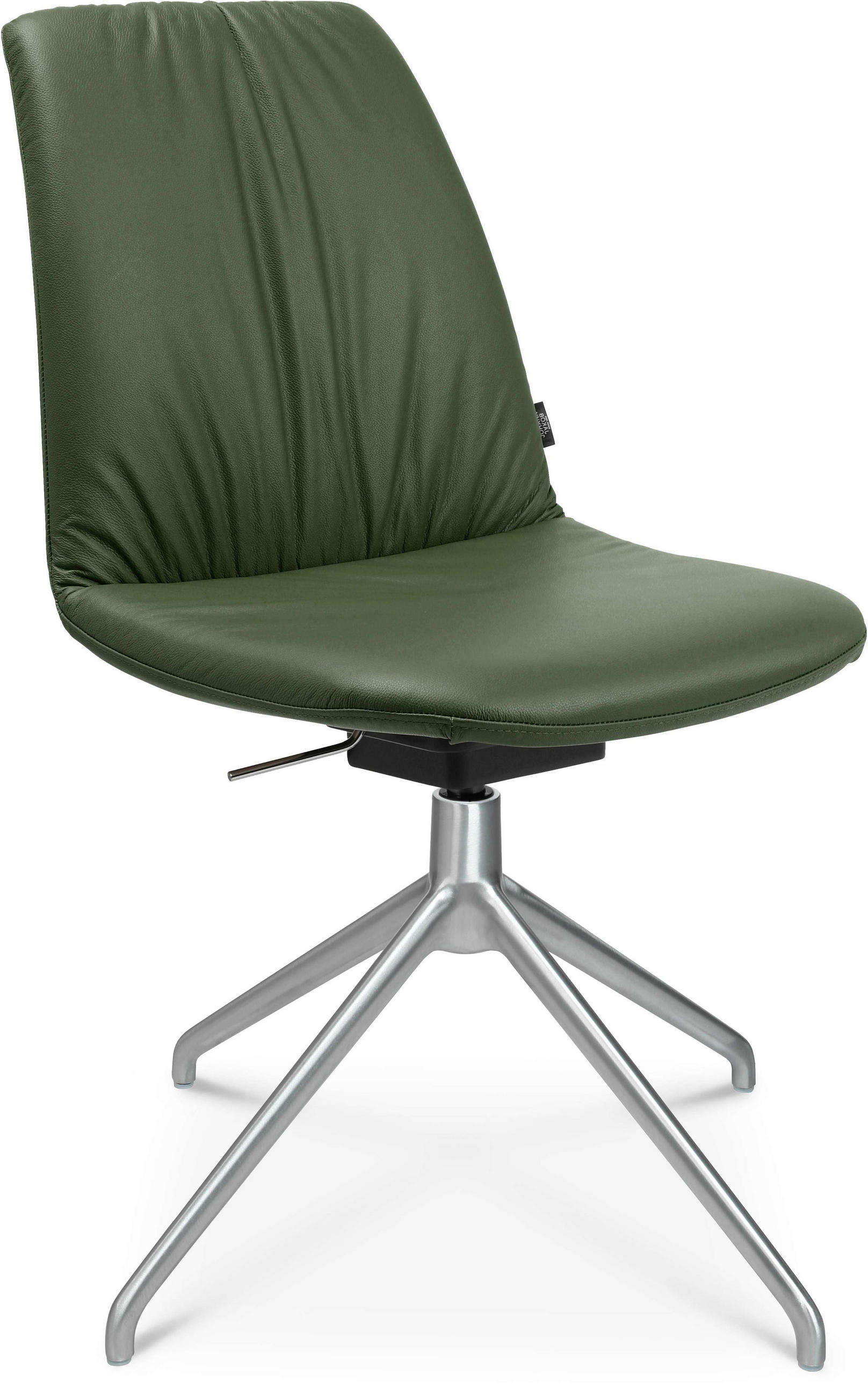 STUHL  in Aluminium Echtleder pigmentiert Metall, Leder  - Alufarben/Grün, Design, Leder/Metall (46/81,5-84,5/55cm) - Johann Jakob