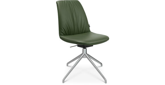 STUHL in Aluminium Echtleder pigmentiert Metall, Leder - Alufarben/Grün, Design, Leder/Metall (46/81,5-84,5/55cm) - Johann Jakob