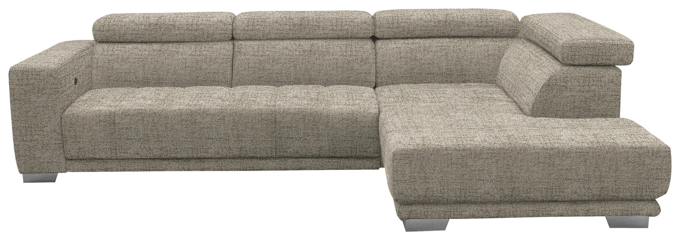 ECKSOFA in Chenille Beige  - Chromfarben/Beige, Design, Textil (301/207cm) - Xora