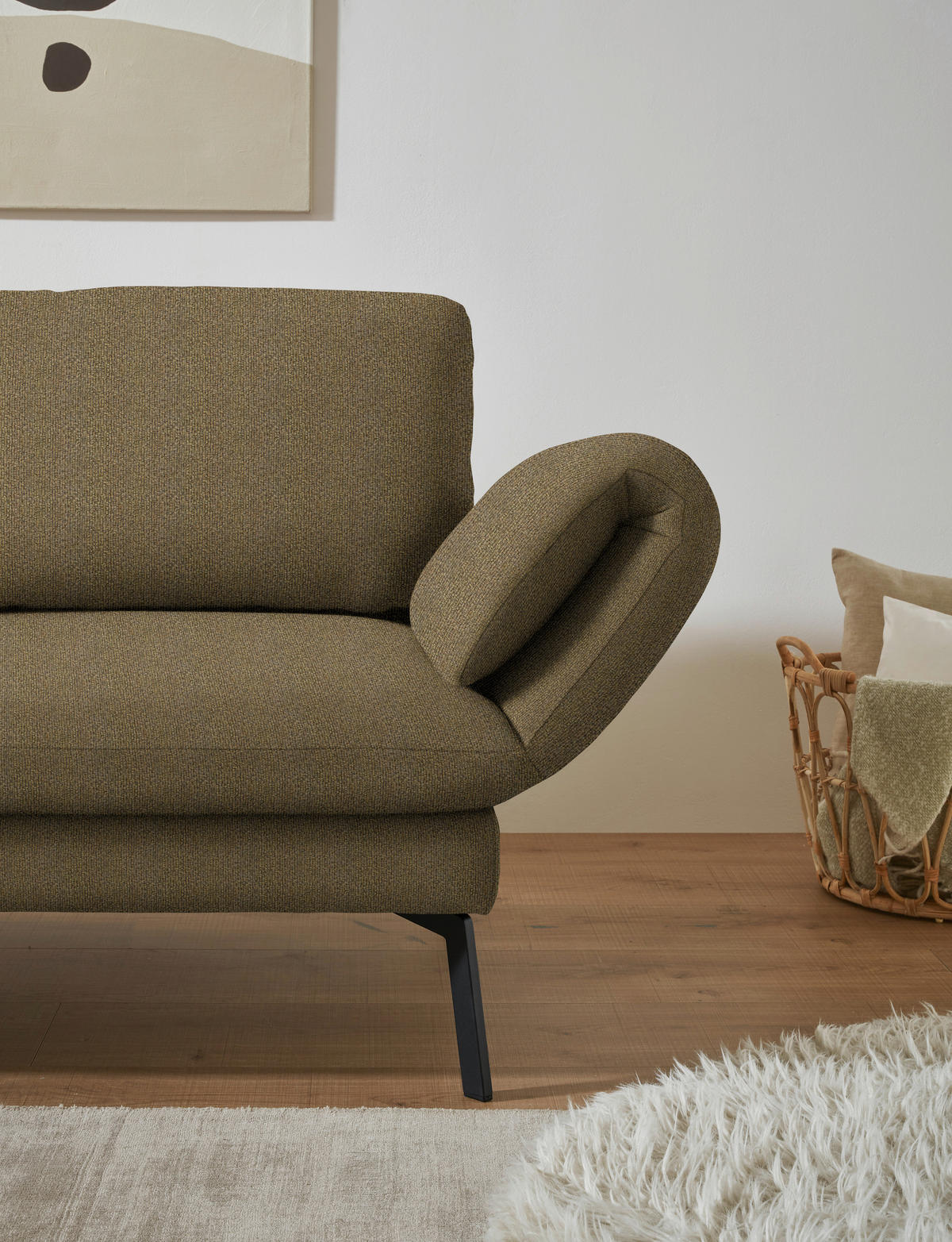 ECKSOFA  in Flachgewebe Khaki  175-224/255-365 cm  - Khaki/Schwarz, Design, Textil/Metall (175-224/255-365cm) - Dieter Knoll