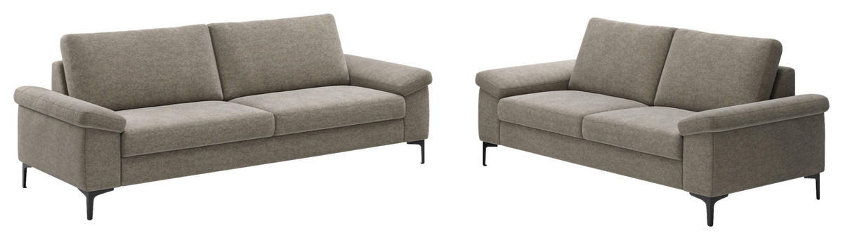 3-SITZER-SOFA Flachgewebe Taupe  - Taupe/Schwarz, Design, Holzwerkstoff/Textil (226/89/97cm) - Pure Home Lifestyle