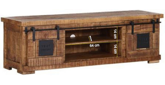 LOWBOARD  in 160/50/45 cm  - Schwarz/Naturfarben, KONVENTIONELL, Holz/Holzwerkstoff (160/50/45cm) - Landscape