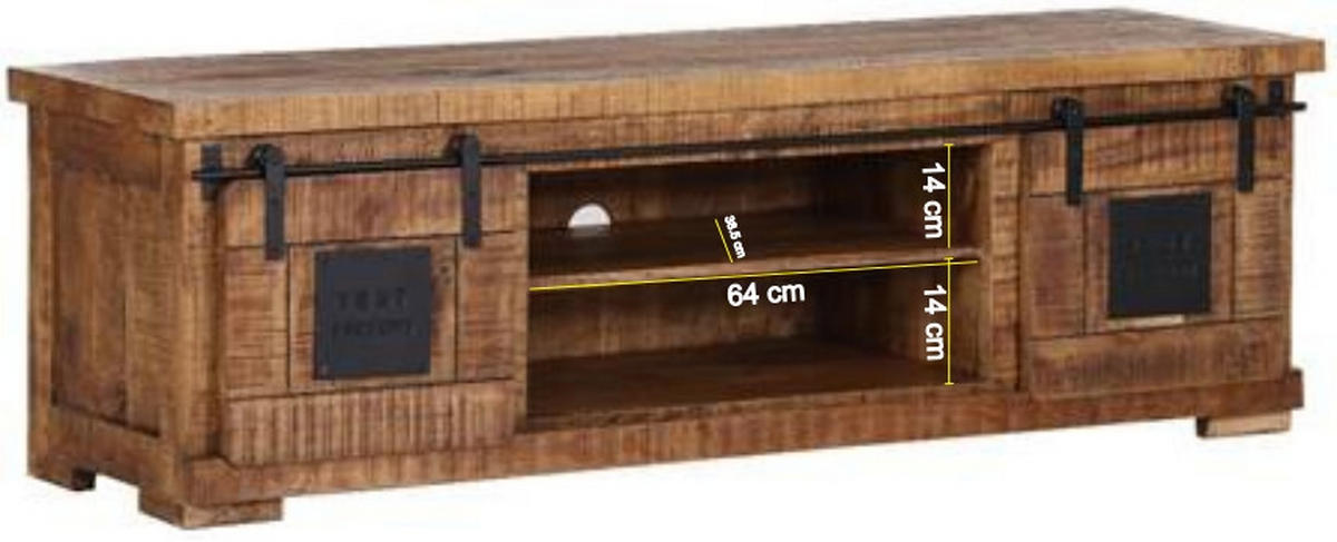 LOWBOARD  in 160/50/45 cm  - Schwarz/Naturfarben, KONVENTIONELL, Holz/Holzwerkstoff (160/50/45cm) - Landscape