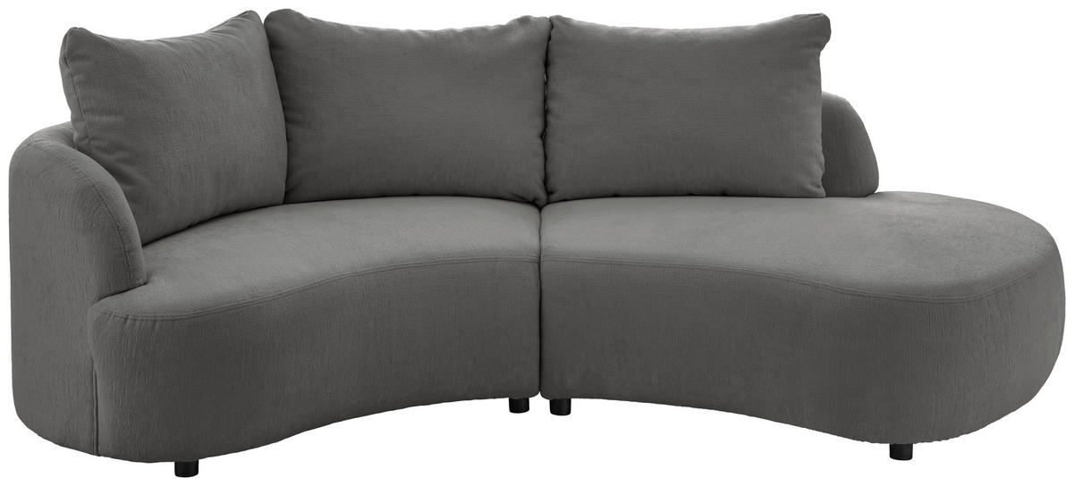 ECKSOFA Graubraun Mikrofaser  - Graubraun/Schwarz, MODERN, Kunststoff/Textil (139/250cm) - Livetastic