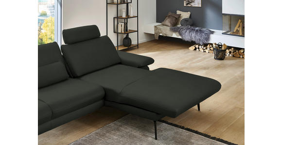 ECKSOFA in Echtleder Dunkelgrün 310/180 cm - Dunkelgrün/Schwarz, Design, Leder/Metall (310/180cm) - Dieter Knoll