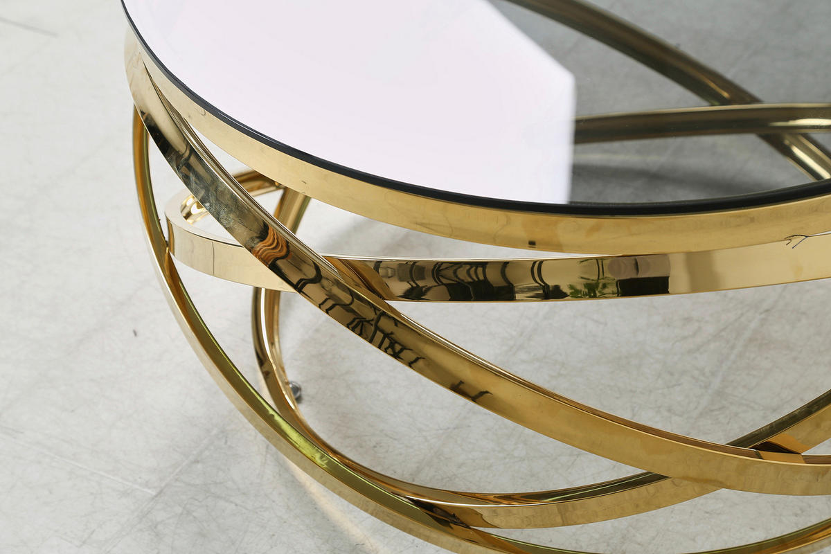 COUCHTISCH in Metall, Glas 80/80/42 cm  - Goldfarben/Grau, Design, Glas/Metall (80/80/42cm) - Livetastic