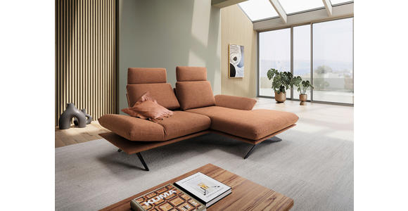 ECKSOFA Braun Flachgewebe  - Schwarz/Braun, Design, Textil/Metall (234/155cm) - Dieter Knoll