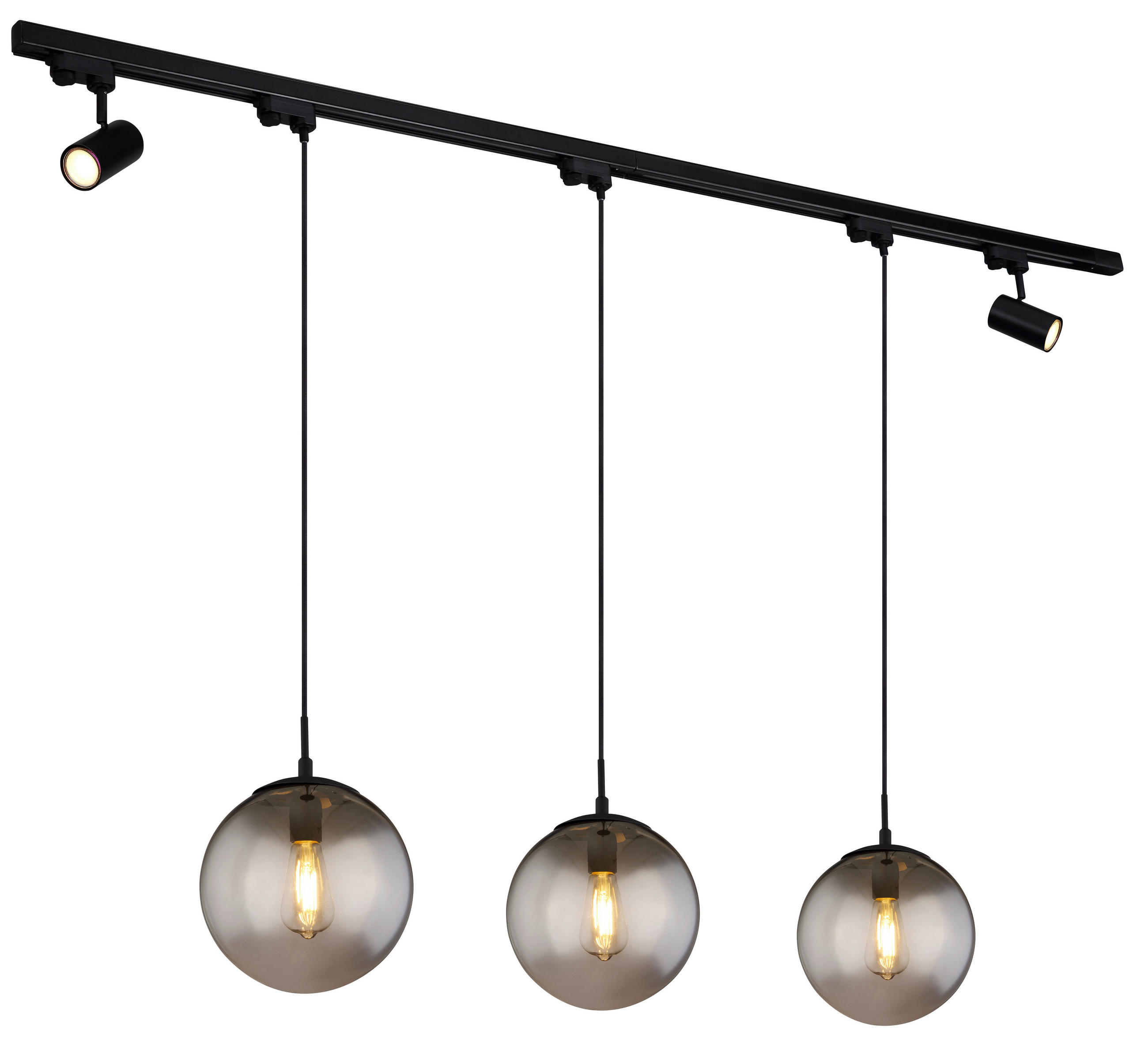 HÄNGELEUCHTE 193/25/120 cm   - Schwarz, Basics, Glas/Kunststoff (193/25/120cm) - Globo