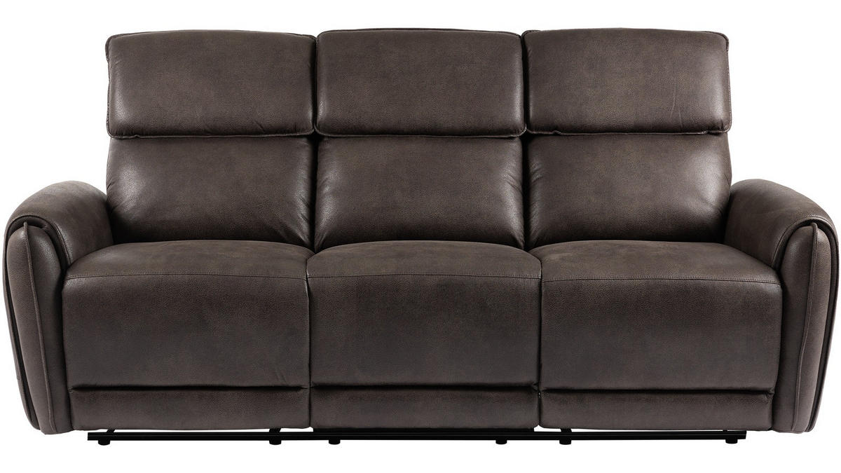RECLINERSOFFA i läderimitation brun  - brun/ljusgrå, Klassisk, metall/trä (210/102/99cm) - Best Price