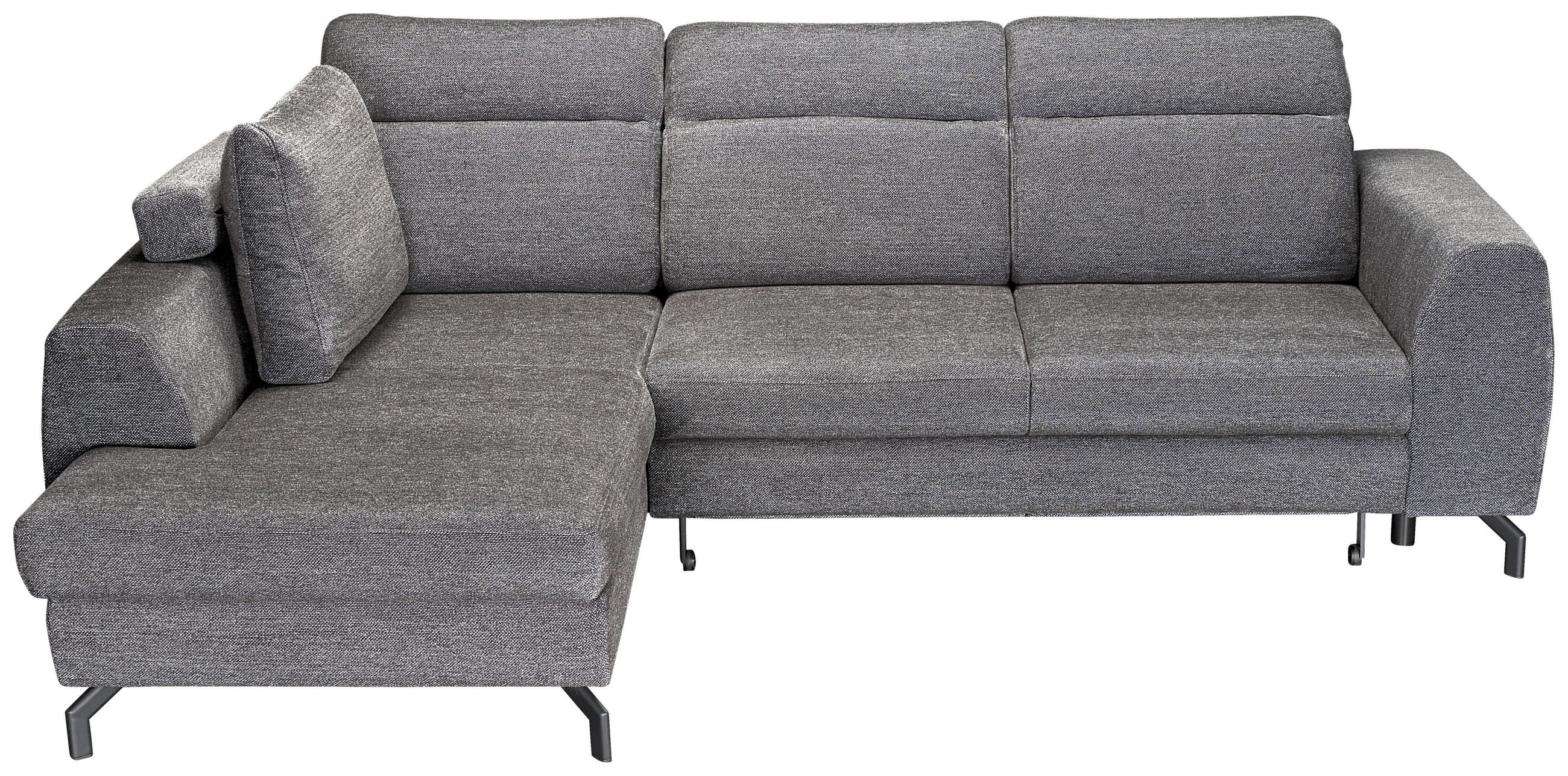 ECKSOFA Dunkelgrau Chenille  - Dunkelgrau/Schwarz, KONVENTIONELL, Textil/Metall (185/266cm) - Carryhome
