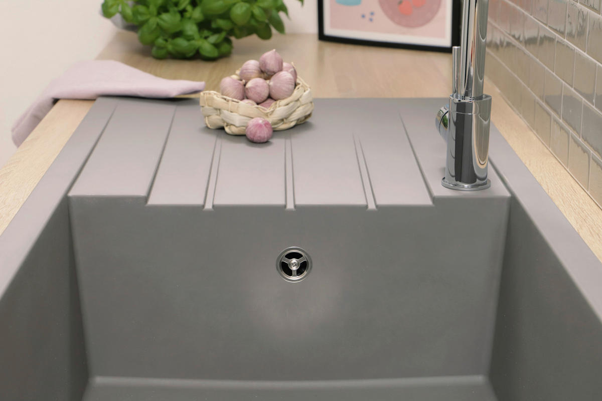 SPÜLE HOUSTON100X501BG  - Grau, Trend, Glas/Kunststoff (100/21/50cm) - Respekta