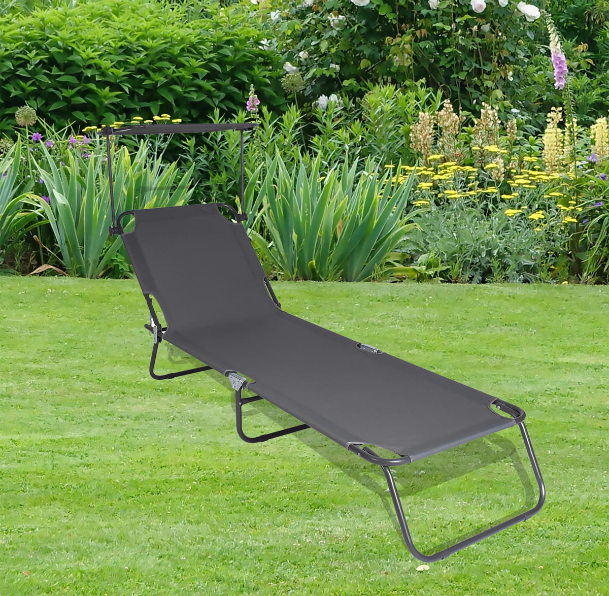 DREIBEINLIEGE 55/24/185 cm  - Grau, Basics, Textil/Metall (55/24/185cm) - Ambia Garden