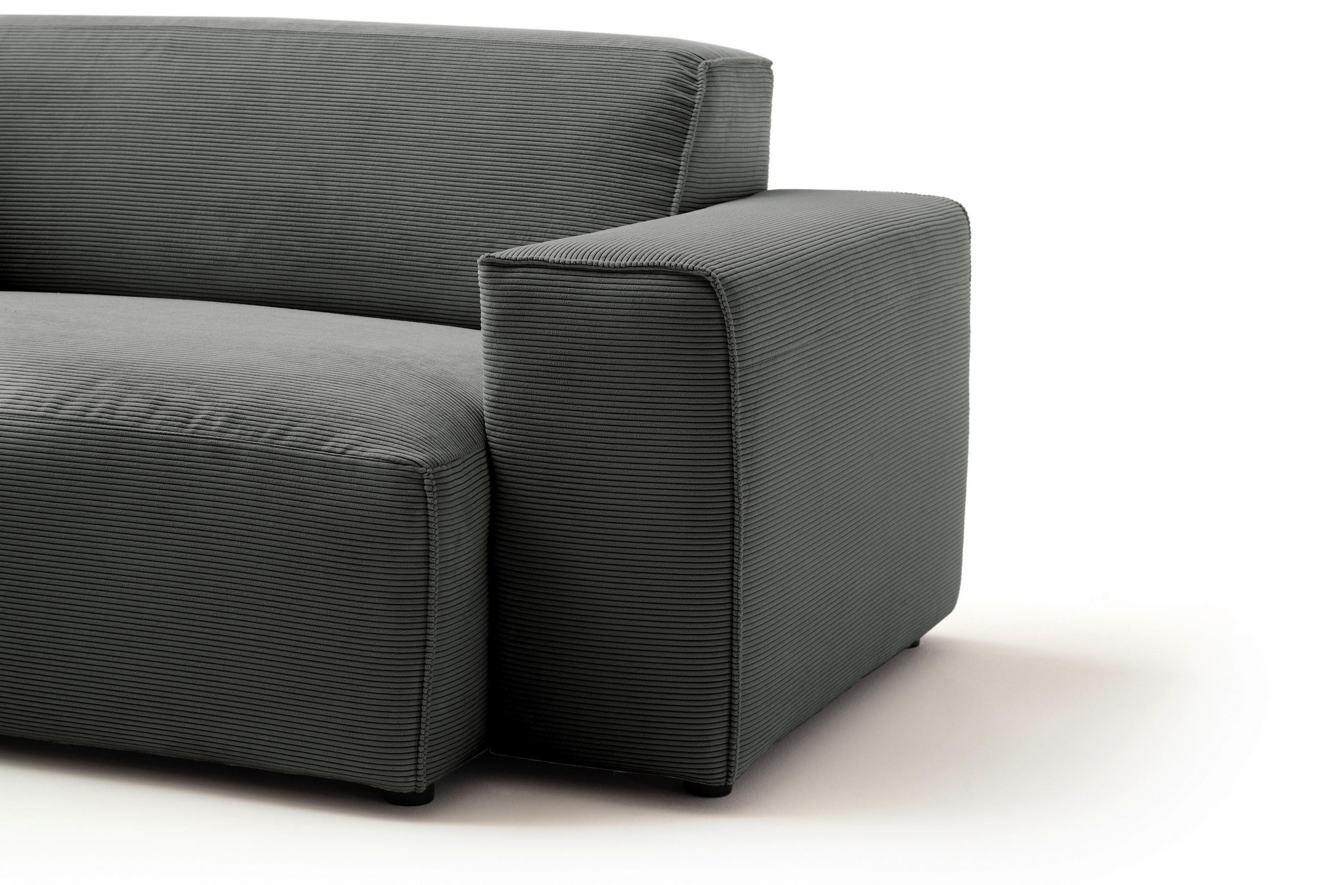 ECKSOFA Anthrazit Cord  - Anthrazit/Schwarz, Design, Kunststoff/Textil (189/230cm) - Pure Home Lifestyle