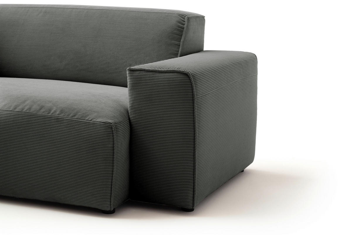 ECKSOFA in Cord Anthrazit  - Anthrazit/Schwarz, Design, Kunststoff/Textil (230/189cm) - Pure Home Lifestyle