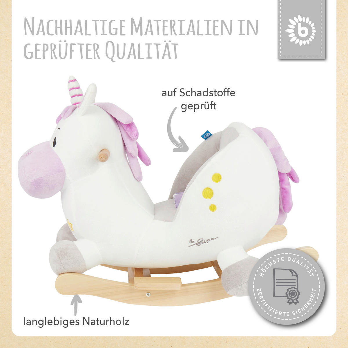 SCHAUKELTIER - Lila/Weiß, KONVENTIONELL, Holz/Textil (60/58/33cm)