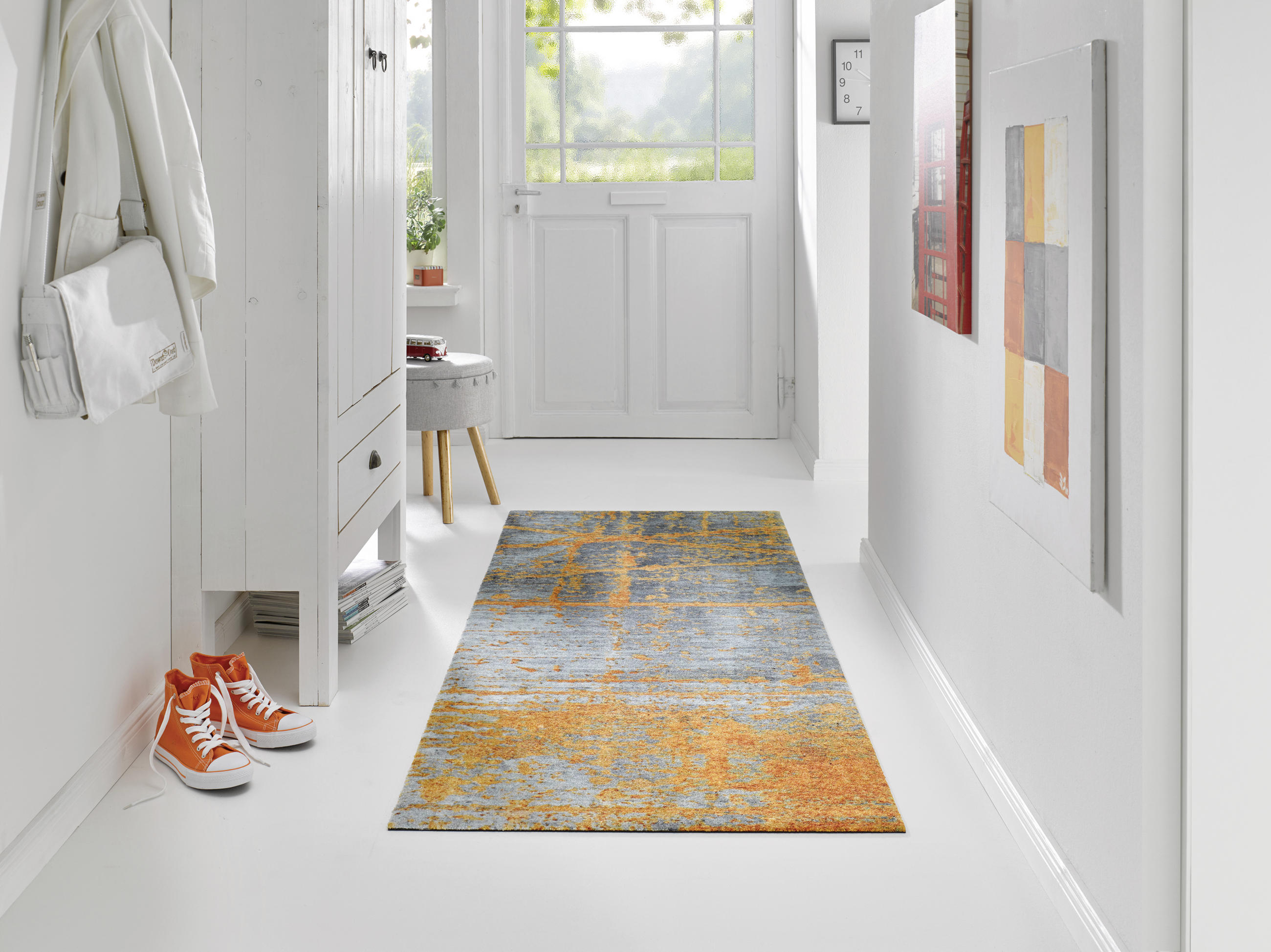 LÄUFER 80/200 cm Rustic  - Orange/Grau, KONVENTIONELL, Kunststoff (80/200cm) - wash+dry
