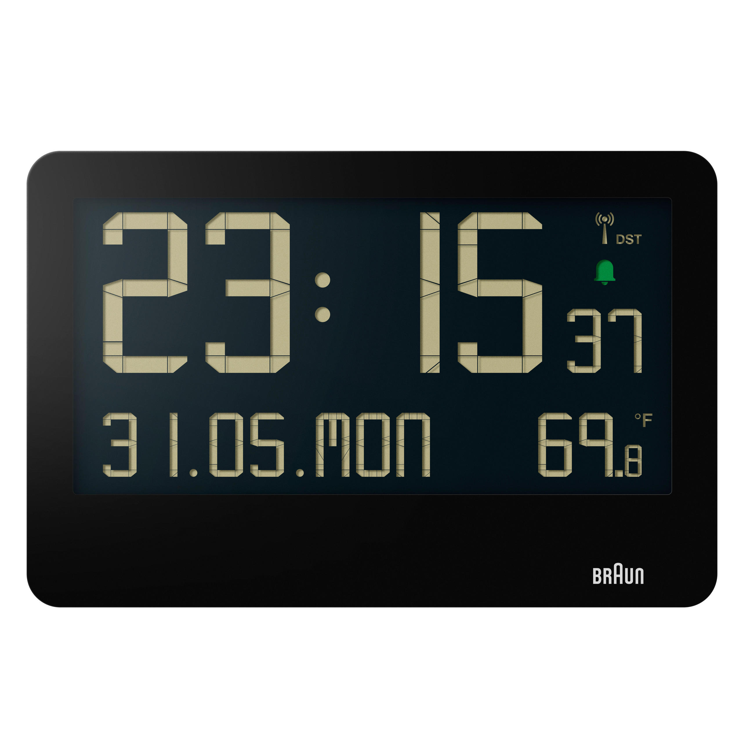 WANDUHR Funk-Wanduhr Digital Schwarz  - Schwarz, Basics, Kunststoff (26,1/17,3/3,5cm) - Bauknecht