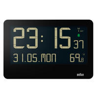 WANDUHR Funk-Wanduhr Digital Schwarz  - Schwarz, Basics, Kunststoff (26,1/17,3/3,5cm) - Bauknecht