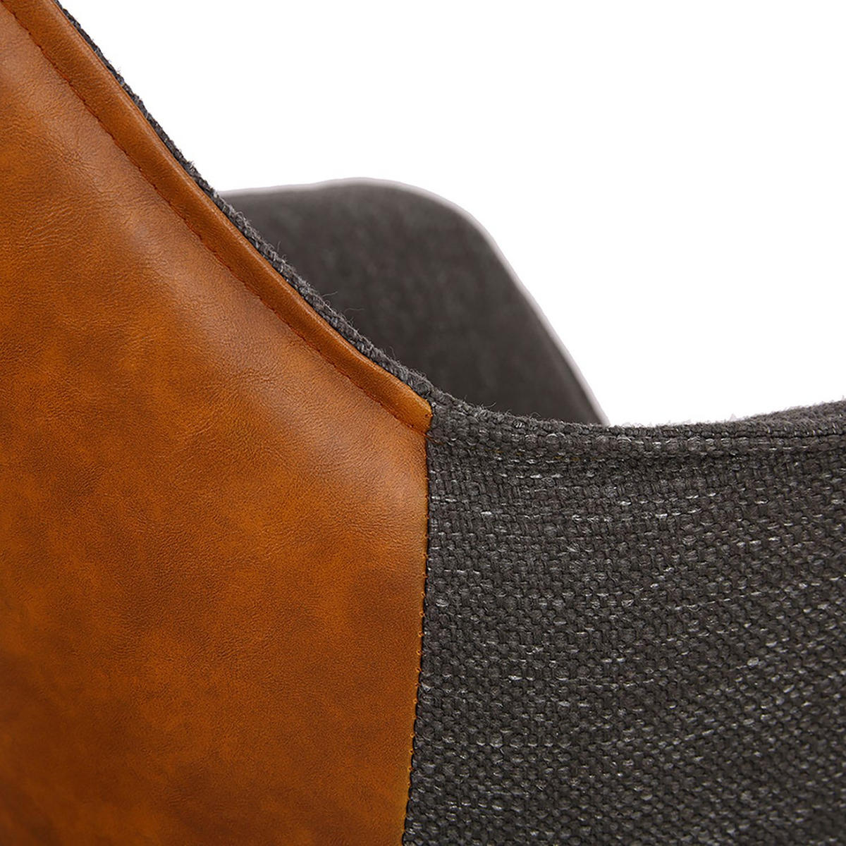 ARMLEHNSTUHL  in Eisen Lederlook, Leinenoptik  - Dunkelgrau/Schwarz, MODERN, Textil/Metall (65/87/65cm) - home24