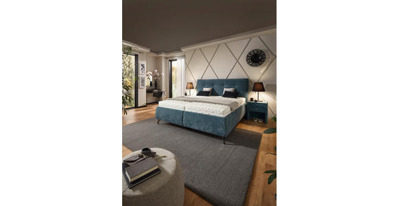 POLSTERBETT 180/200 cm,  in Blau, Bettkasten, Lattenroste, Matratzen, H2 + H3 = mittel + fest  - Blau/Anthrazit, Design, Holz/Textil (180/200cm) - Voleo