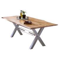 ESSTISCH 180/90/76 cm Echtholz  Holz, Metall rechteckig Naturfarben, Silberfarben  - Silberfarben/Naturfarben, MODERN, Holz/Metall (180/90/76cm) - MID.YOU