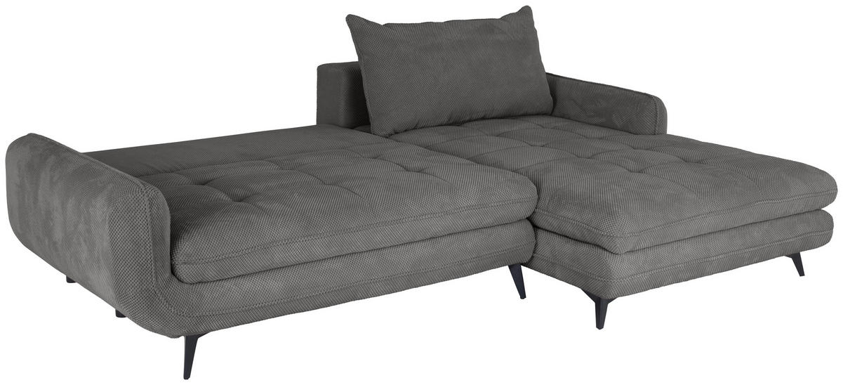 ECKSOFA WAVE Grau Struktur  - Beige/Schwarz, MODERN, Textil/Metall (266/189cm) - MID.YOU